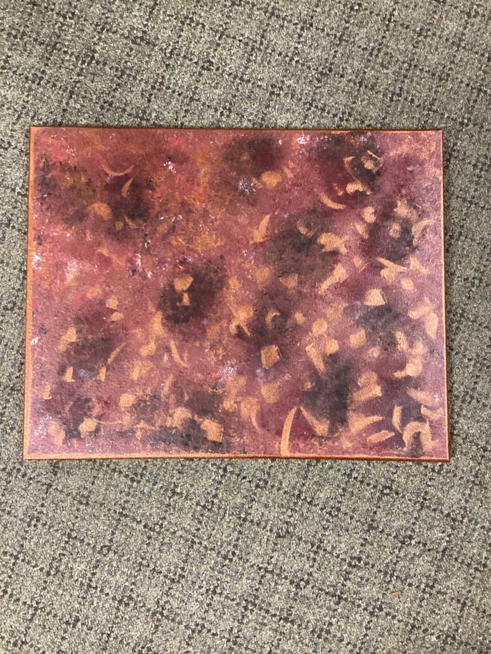 Original Handcrafted Abstract Copper-Tone Rust & Gold Accent Home Art Canvas NEW